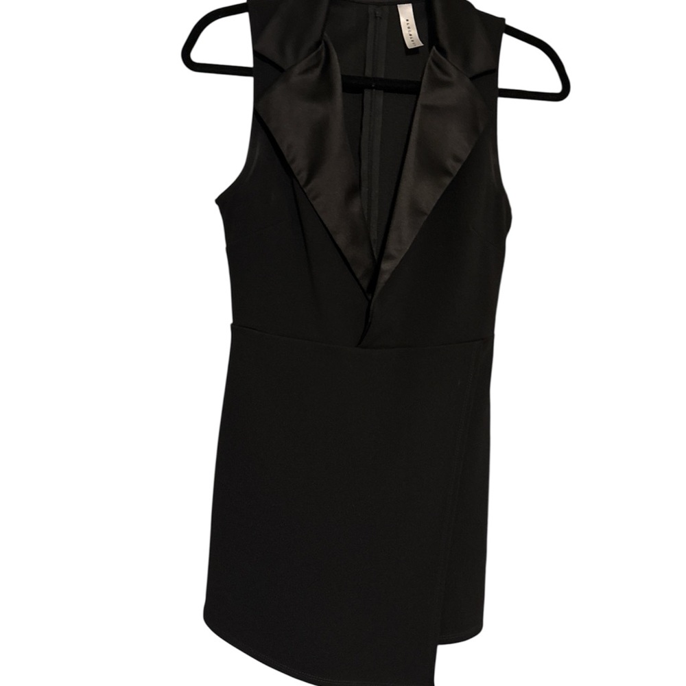 Blue Blush Tuxedo Romper – Skirted Front Illusion | Size M